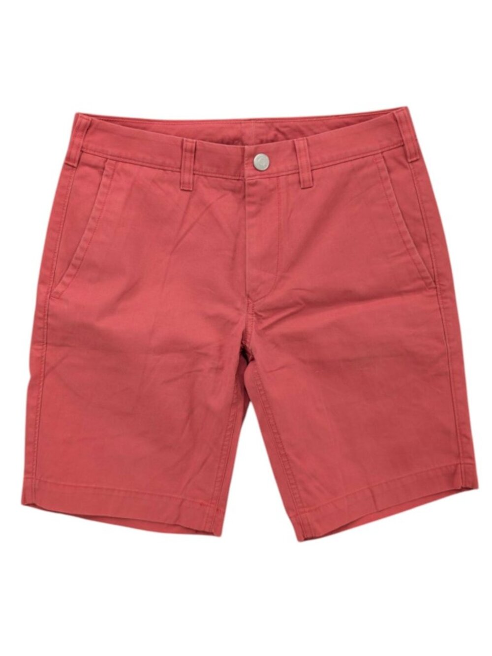Bonobos Washed Chino Shorts Mens Salmon Red Flat Front Cotton 9" Size 28
